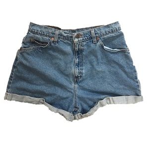 70s Vtg Levi's Cuffed High Waist Blue Jean Shorts